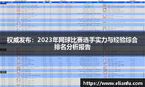 权威发布：2023年网球比赛选手实力与经验综合排名分析报告